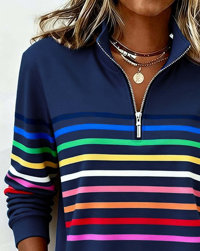 Hannah | Casual Striped Half-Zip Sweater