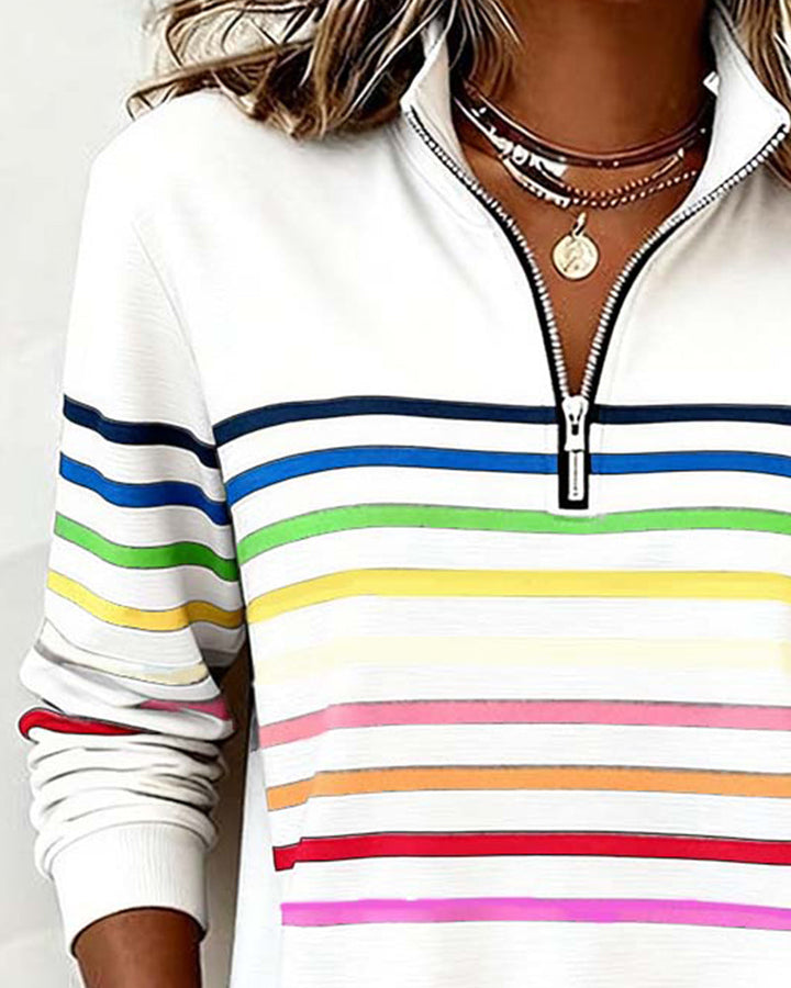 Hannah | Casual Striped Half-Zip Sweater