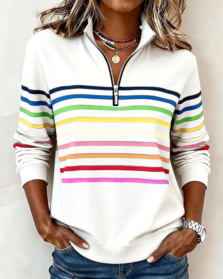 Hannah | Casual Striped Half-Zip Sweater