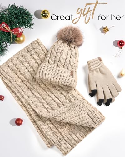 Elegant Winter Hat, Scarf, and Gloves Set