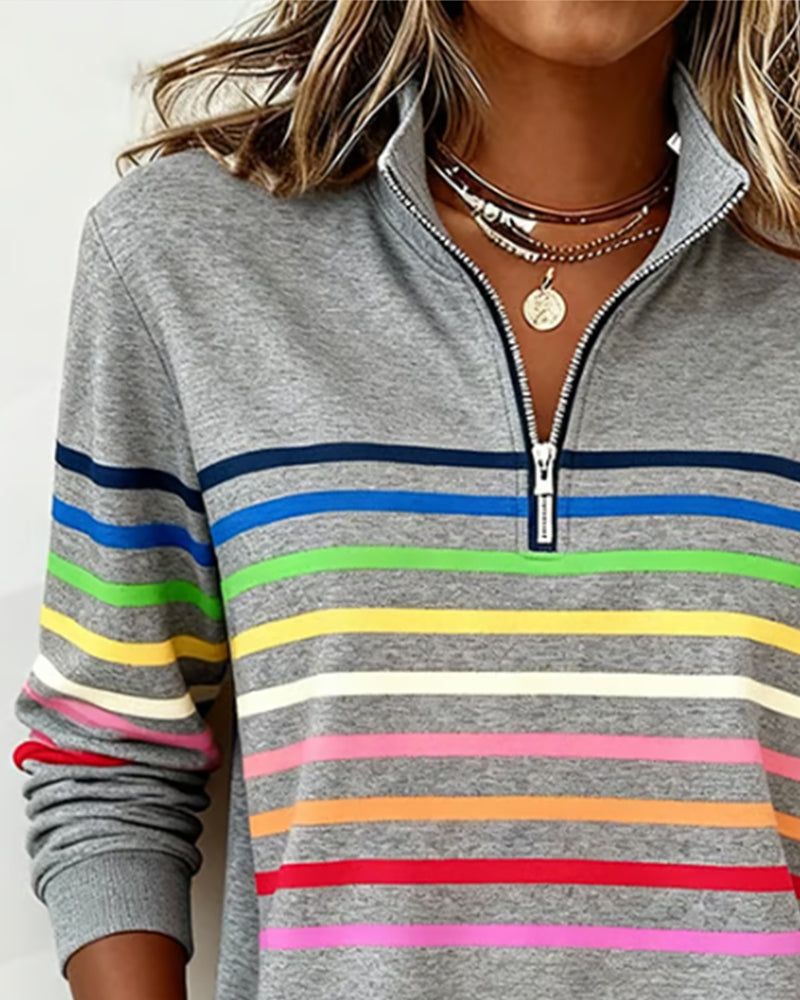 Hannah | Casual Striped Half-Zip Sweater