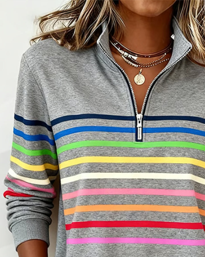 Hannah | Casual Striped Half-Zip Sweater