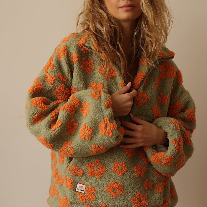 Warm Fleece Jumper with Floral Print