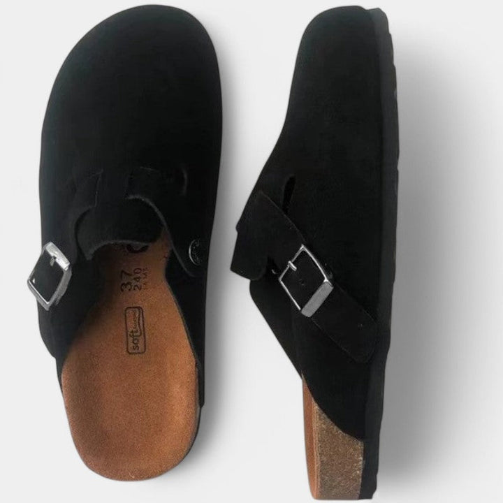 Everett | Suede Buckle Clogs