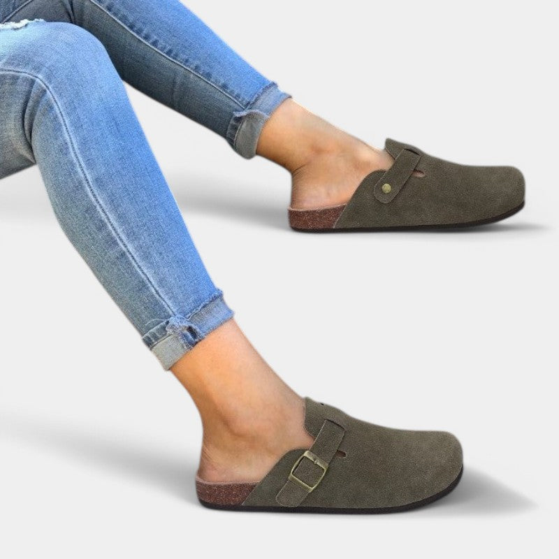 Everett | Suede Buckle Clogs