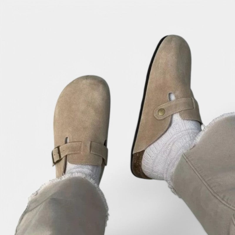 Everett | Suede Buckle Clogs