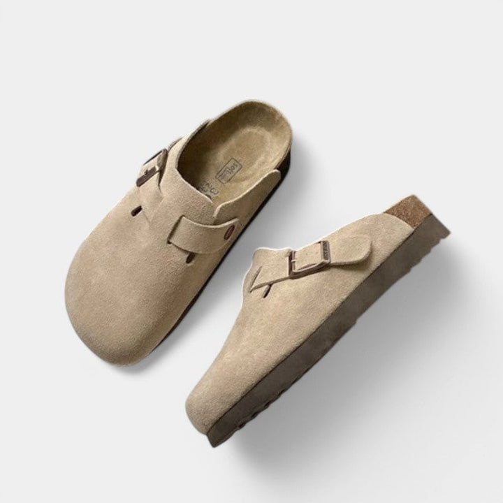 Everett | Suede Buckle Clogs