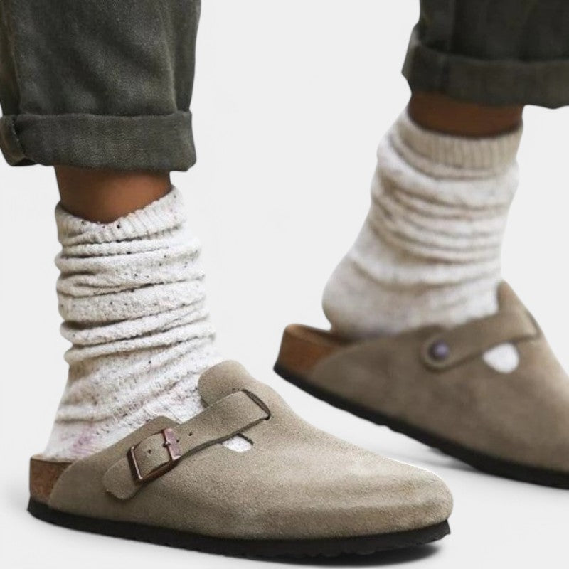 Everett | Suede Buckle Clogs