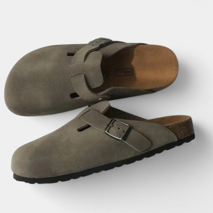 Everett | Suede Buckle Clogs