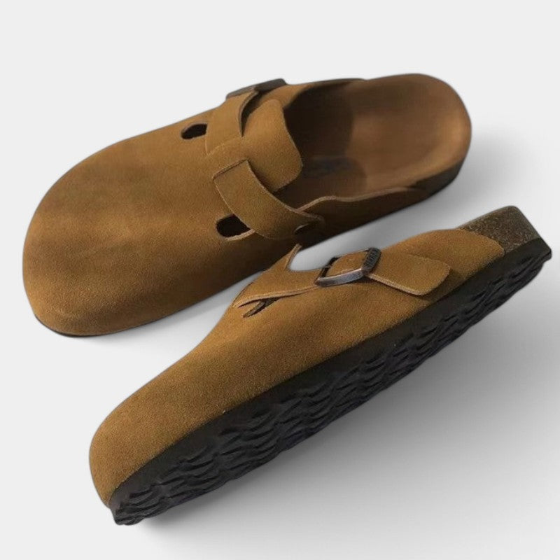 Everett | Suede Buckle Clogs