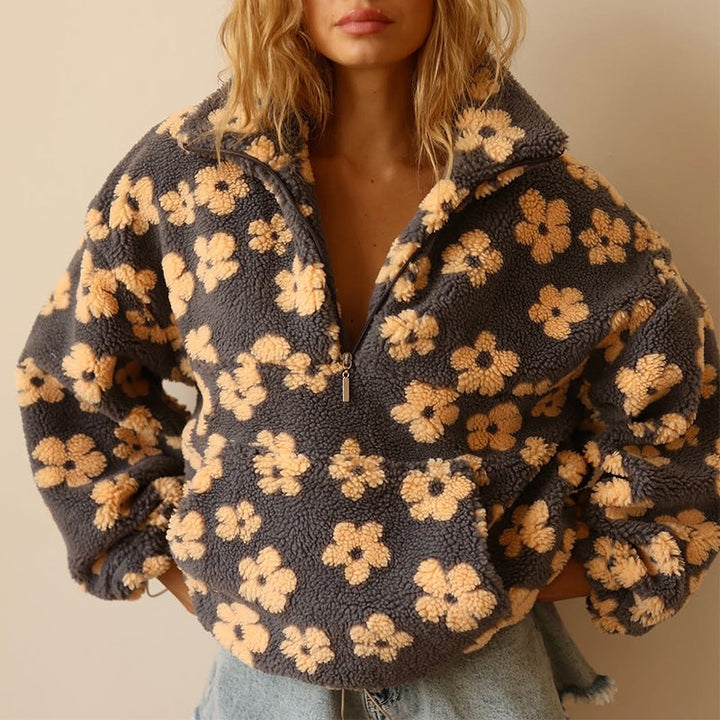 Warm Fleece Jumper with Floral Print