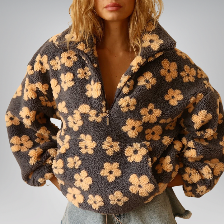 Warm Fleece Jumper with Floral Print
