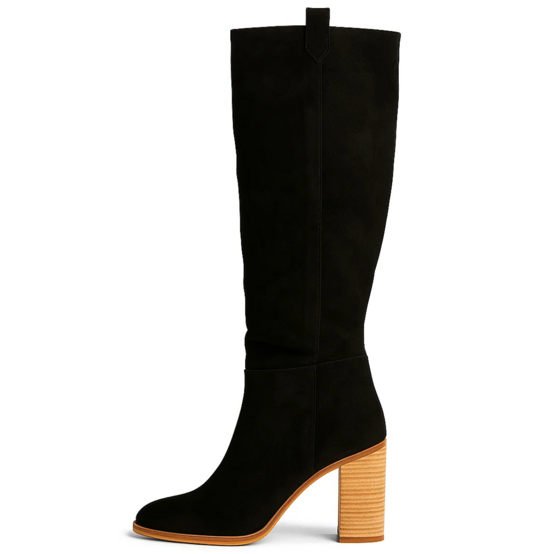 Suede Block Heel Boots