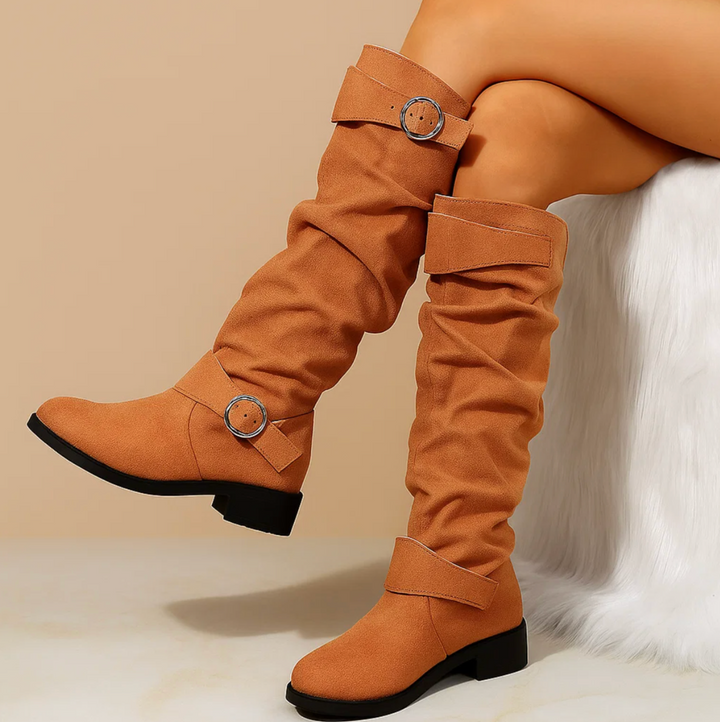 Suede Buckle Boots