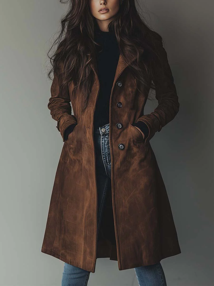 Teresa | Vintage Style Suede Trench Coat